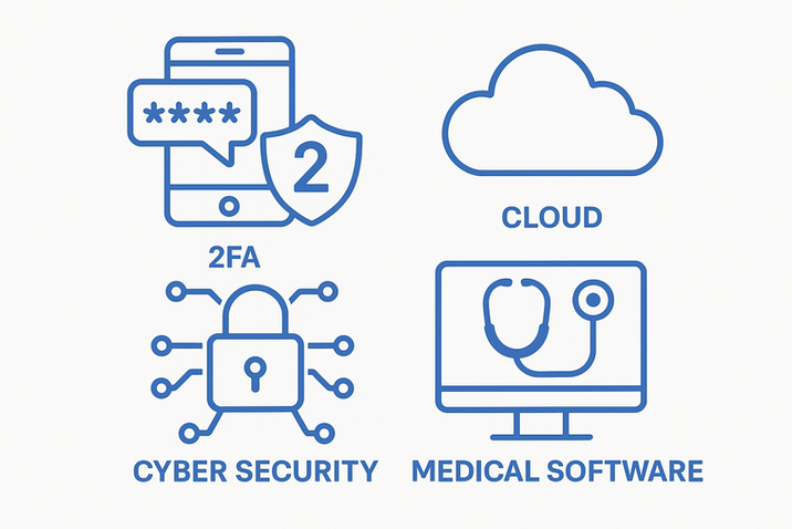 The technology we use: 2FA, cloud, cyber security and medical software